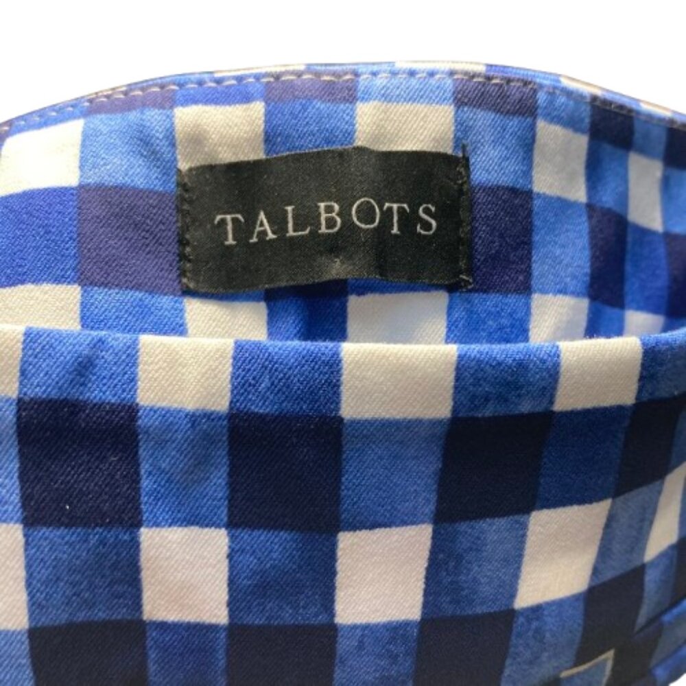 Talbots Chatham Slim Ankle Pants, Blue and White Cotton Gingham Pockets, size 2 - Picture 4 of 10